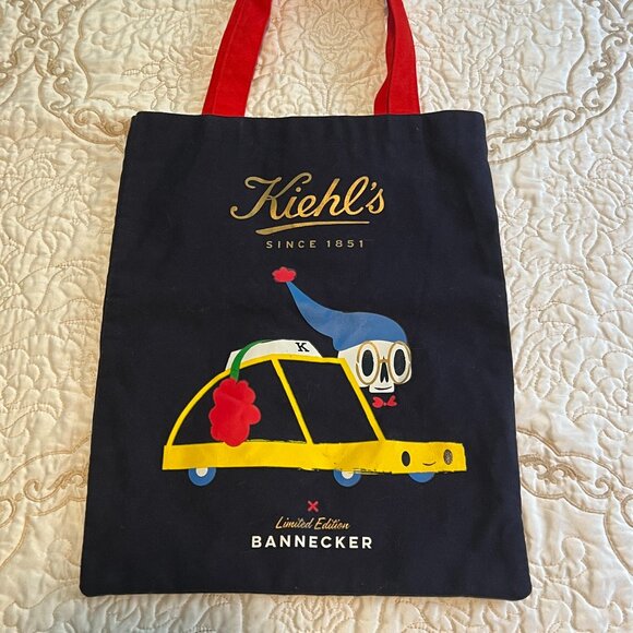 NWOT Kiehls Limited Edition Navy Blue Canvas Tote - Picture 1 of 8